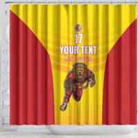 Custom Espana Rugby Spain Shower Curtain Lion Mascot Come on Los Leones Yellow Style