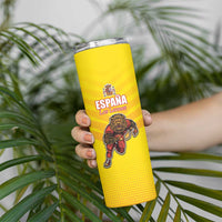 Custom Espana Rugby Spain Skinny Tumbler Lion Mascot Come on Los Leones Yellow Style