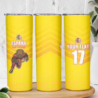 Custom Espana Rugby Spain Skinny Tumbler Lion Mascot Come on Los Leones Yellow Style