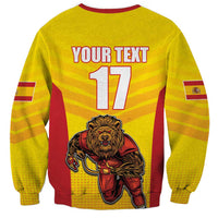 Custom Espana Rugby Spain Sweatshirt Lion Mascot Come on Los Leones Yellow Style