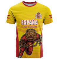 Custom Espana Rugby Spain T Shirt Lion Mascot Come on Los Leones Yellow Style