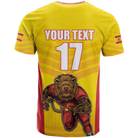 Custom Espana Rugby Spain T Shirt Lion Mascot Come on Los Leones Yellow Style