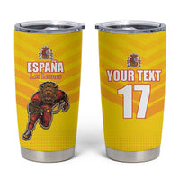 Custom Espana Rugby Spain Tumbler Cup Lion Mascot Come on Los Leones Yellow Style