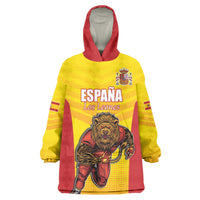 Custom Espana Rugby Spain Wearable Blanket Hoodie Lion Mascot Come on Los Leones Yellow Style