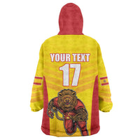 Custom Espana Rugby Spain Wearable Blanket Hoodie Lion Mascot Come on Los Leones Yellow Style