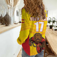 Custom Espana Rugby Spain Women Casual Shirt Lion Mascot Come on Los Leones Yellow Style