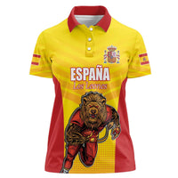 Custom Espana Rugby Spain Women Polo Shirt Lion Mascot Come on Los Leones Yellow Style