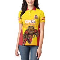Custom Espana Rugby Spain Women Polo Shirt Lion Mascot Come on Los Leones Yellow Style