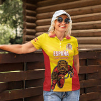 Custom Espana Rugby Spain Women Polo Shirt Lion Mascot Come on Los Leones Yellow Style
