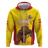 Custom Espana Rugby Spain Zip Hoodie Lion Mascot Come on Los Leones Yellow Style