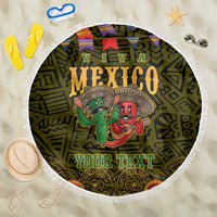 Personalized Mexico Cinco De Mayo Beach Blanket Chilli Pepper and Cactus
