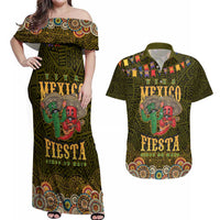 Personalized Mexico Cinco De Mayo Couples Matching Off Shoulder Maxi Dress and Hawaiian Shirt Chilli Pepper and Cactus