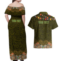 Personalized Mexico Cinco De Mayo Couples Matching Off Shoulder Maxi Dress and Hawaiian Shirt Chilli Pepper and Cactus