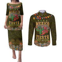 Personalized Mexico Cinco De Mayo Couples Matching Puletasi and Long Sleeve Button Shirt Chilli Pepper and Cactus