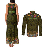 Personalized Mexico Cinco De Mayo Couples Matching Tank Maxi Dress and Long Sleeve Button Shirt Chilli Pepper and Cactus