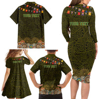 Personalized Mexico Cinco De Mayo Family Matching Long Sleeve Bodycon Dress and Hawaiian Shirt Chilli Pepper and Cactus