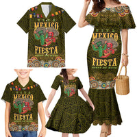 Personalized Mexico Cinco De Mayo Family Matching Mermaid Dress and Hawaiian Shirt Chilli Pepper and Cactus