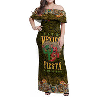 Personalized Mexico Cinco De Mayo Family Matching Off Shoulder Maxi Dress and Hawaiian Shirt Chilli Pepper and Cactus