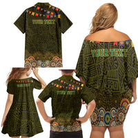Personalized Mexico Cinco De Mayo Family Matching Off Shoulder Short Dress and Hawaiian Shirt Chilli Pepper and Cactus