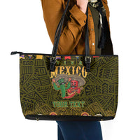 Personalized Mexico Cinco De Mayo Leather Tote Bag Chilli Pepper and Cactus