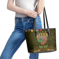 Personalized Mexico Cinco De Mayo Leather Tote Bag Chilli Pepper and Cactus