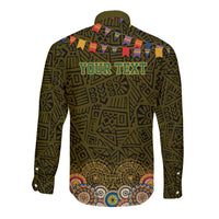 Personalized Mexico Cinco De Mayo Long Sleeve Button Shirt Chilli Pepper and Cactus