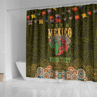 Personalized Mexico Cinco De Mayo Shower Curtain Chilli Pepper and Cactus
