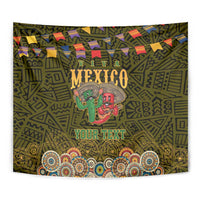 Personalized Mexico Cinco De Mayo Tapestry Chilli Pepper and Cactus