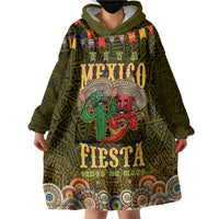 Personalized Mexico Cinco De Mayo Wearable Blanket Hoodie Chilli Pepper and Cactus
