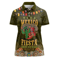Personalized Mexico Cinco De Mayo Women Polo Shirt Chilli Pepper and Cactus