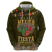 Personalized Mexico Cinco De Mayo Zip Hoodie Chilli Pepper and Cactus