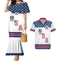 Custom USA Ice Hockey Couples Matching Mermaid Dress and Hawaiian Shirt Sporty Style Go Champions