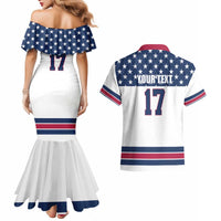 Custom USA Ice Hockey Couples Matching Mermaid Dress and Hawaiian Shirt Sporty Style Go Champions