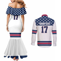 Custom USA Ice Hockey Couples Matching Mermaid Dress and Long Sleeve Button Shirt Sporty Style Go Champions