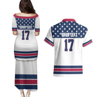 Custom USA Ice Hockey Couples Matching Puletasi and Hawaiian Shirt Sporty Style Go Champions