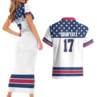 Custom USA Ice Hockey Couples Matching Short Sleeve Bodycon Dress and Hawaiian Shirt Sporty Style Go Champions