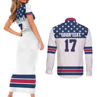 Custom USA Ice Hockey Couples Matching Short Sleeve Bodycon Dress and Long Sleeve Button Shirt Sporty Style Go Champions