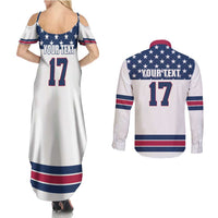 Custom USA Ice Hockey Couples Matching Summer Maxi Dress and Long Sleeve Button Shirt Sporty Style Go Champions