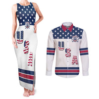 Custom USA Ice Hockey Couples Matching Tank Maxi Dress and Long Sleeve Button Shirt Sporty Style Go Champions