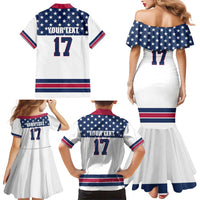Custom USA Ice Hockey Family Matching Mermaid Dress and Hawaiian Shirt Sporty Style Go Champions