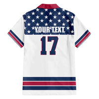 Custom USA Ice Hockey Family Matching Off The Shoulder Long Sleeve Dress and Hawaiian Shirt Sporty Style Go Champions