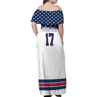 Custom USA Ice Hockey Family Matching Off Shoulder Maxi Dress and Hawaiian Shirt Sporty Style Go Champions