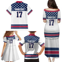 Custom USA Ice Hockey Family Matching Puletasi and Hawaiian Shirt Sporty Style Go Champions