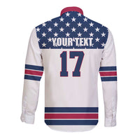 Custom USA Ice Hockey Long Sleeve Button Shirt Sporty Style Go Champions