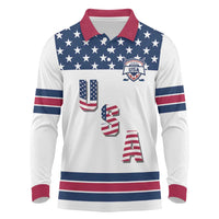 Custom USA Ice Hockey Long Sleeve Polo Shirt Sporty Style Go Champions