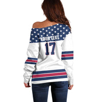 Custom USA Ice Hockey Off Shoulder Sweater Sporty Style Go Champions
