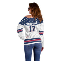 Custom USA Ice Hockey Off Shoulder Sweater Sporty Style Go Champions