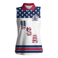 Custom USA Ice Hockey Women Sleeveless Polo Shirt Sporty Style Go Champions