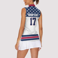 Custom USA Ice Hockey Women Sleeveless Polo Shirt Sporty Style Go Champions