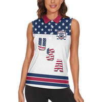Custom USA Ice Hockey Women Sleeveless Polo Shirt Sporty Style Go Champions